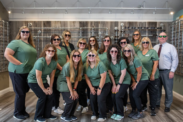 staff and doctor wearing sunglasses at Greenville Professional Family Eyecare