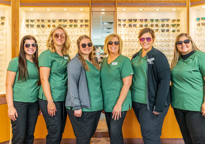 staff and doctor wearing sunglasses at Greenville Professional Family Eyecare
